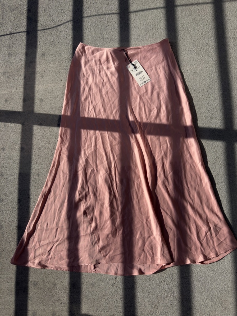 Zara Blush Pink A-Line Satin Skirt